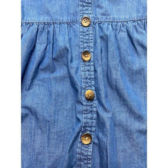 Girls Arizona Blue Chambray Short Sleeve Button Front‎ Cotton Dress Sz 12 - Picture 3 of 7